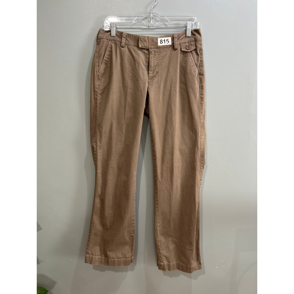 Khaki Chino Pants Straight Leg Mid‎ Rise Tan Cotton Twill Trousers Womens